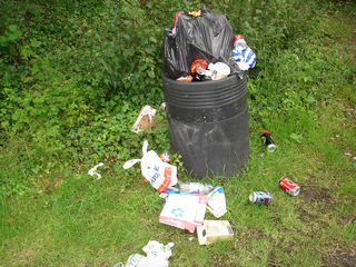 An overflowing bin